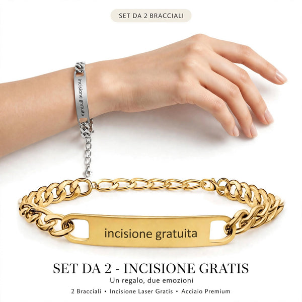 Coppia di Bracciali Cuban con Incisione Gratuita
