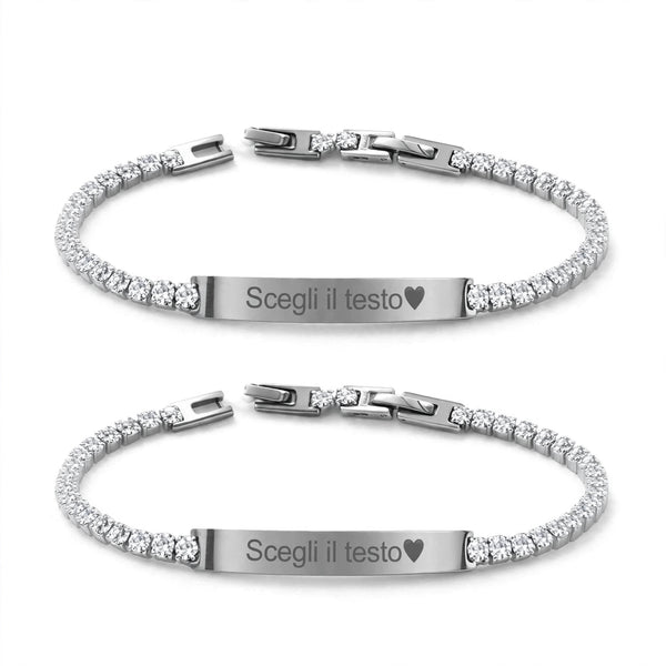 Coppia di Bracciali Tennis con Incisione Gratuita