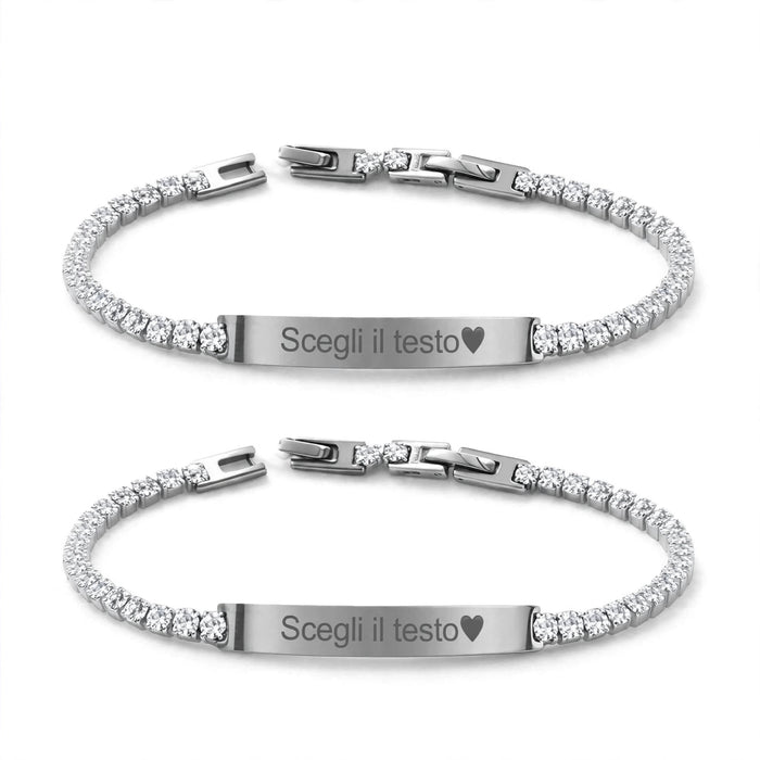 Coppia di Bracciali Tennis con Incisione Gratuita