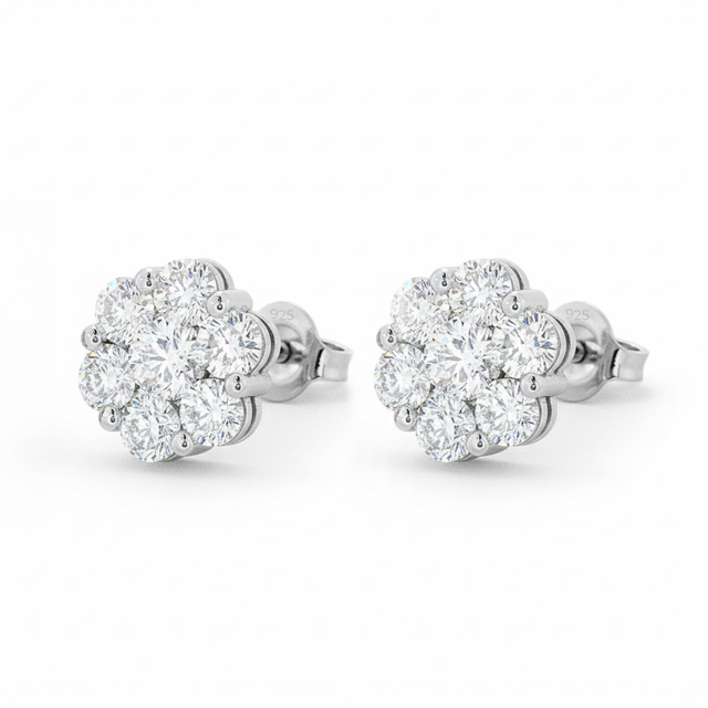 Orecchini Cluster Argento 925 Moissanite