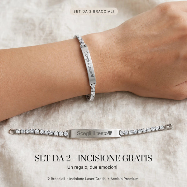 Coppia di Bracciali Tennis con Incisione Gratuita