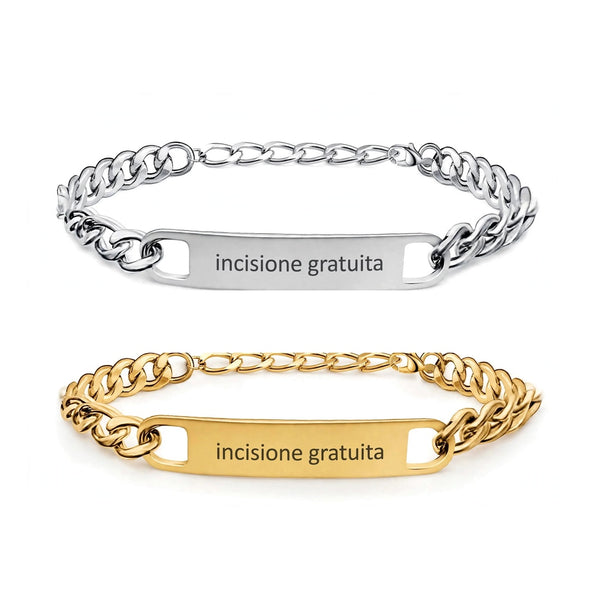 Coppia di Bracciali Cuban con Incisione Gratuita
