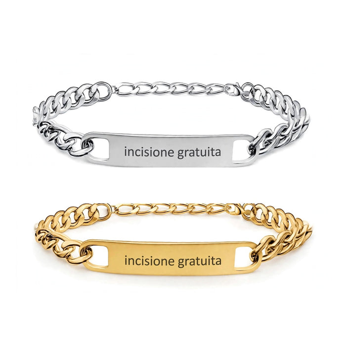 Coppia di Bracciali Cuban con Incisione Gratuita