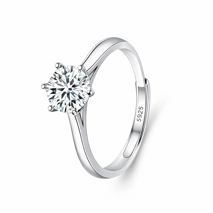 Anello "Solitario" Argento 925 e Moissanite